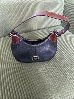 Dooney & Bourke Black Leather Shoulder Bag with Brown Trim